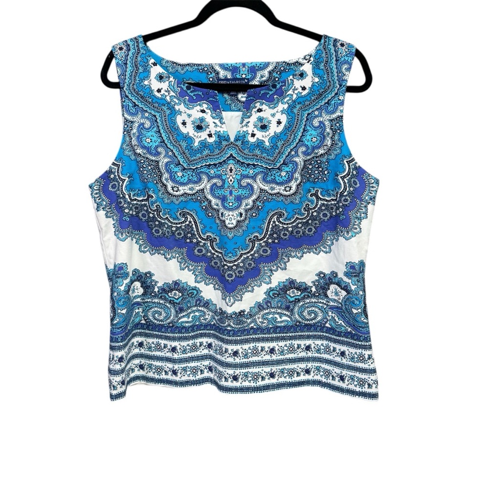 RSVP by Talbots Vibrant Blue and White Sleeveless Blouse size 14P